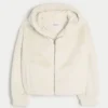 Zachte hoodie met rits en imitatiebont Zachte hoodie met rits en imitatiebont
