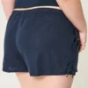 Zachte korte broek met strik aan de zijkant van linnenmix