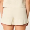 Zachte korte broek met strik aan de zijkant van linnenmix