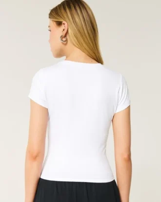 Zachte, stretch, naadloze stof Baby-T-shirt met ronde hals