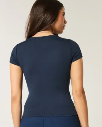 Zachte, stretch, naadloze stof Baby-T-shirt met ronde hals