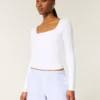 Zachte, stretch, naadloze stof Top met vierkante hals Zachte, stretch, naadloze stof Top met vierkante hals