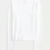 Zachte, stretch, naadloze stof Top met vierkante hals Zachte, stretch, naadloze stof Top met vierkante hals