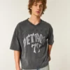 Zwaar baggy cropped Detroit Graphic Football T-shirt Zwaar baggy cropped Detroit Graphic Football T-shirt