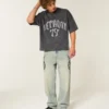 Zwaar baggy cropped Detroit Graphic Football T-shirt Zwaar baggy cropped Detroit Graphic Football T-shirt