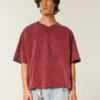 Zwaar baggy cropped varsity T-shirt met voetbalprint Zwaar baggy cropped varsity T-shirt met voetbalprint