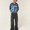 Zwaar baggy cropped varsity T-shirt met voetbalprint Zwaar baggy cropped varsity T-shirt met voetbalprint