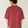 Zwaar baggy cropped varsity T-shirt met voetbalprint Zwaar baggy cropped varsity T-shirt met voetbalprint