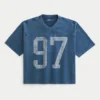 Zwaar baggy cropped varsity T-shirt met voetbalprint Zwaar baggy cropped varsity T-shirt met voetbalprint
