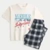 Zwitserland T-shirt met print & flanellen pyjamabroek Zwitserland T-shirt met print & flanellen pyjamabroek