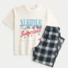 Zwitserland T-shirt met print & flanellen pyjamabroek Zwitserland T-shirt met print & flanellen pyjamabroek